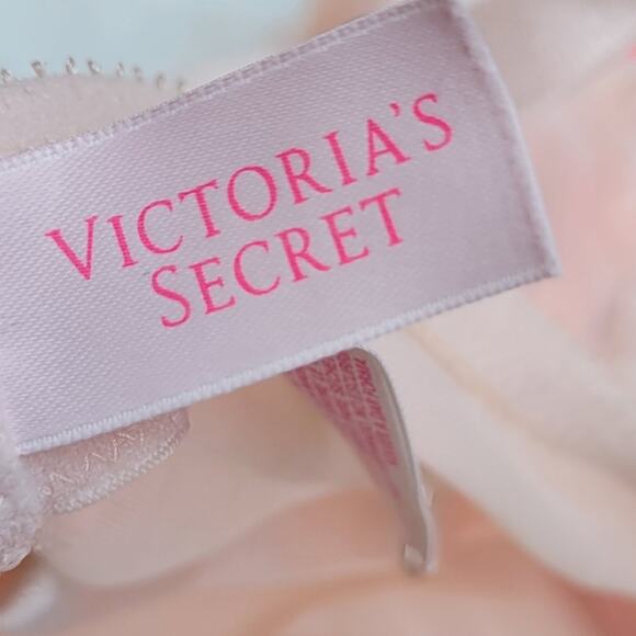 Victoria's Secret Very Sexy Garter Slip-on Bra Babydoll Hot Pink Ivory 36C - Picture 9 of 9